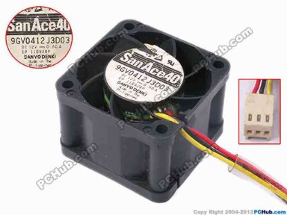 78176 Sanyo Denki 9GV0412J3D03 Server - Square Fan sq40x28, w315x3x3, 12V 0.60A Sanyo Denki 9GV0412J3D03 Server - Square Fan 