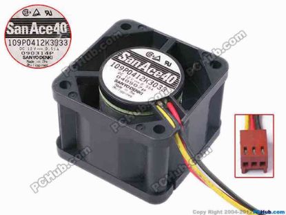 78184 Sanyo Denki 109P0412K3033 Server - Square Fan 90P4845, sq40x28, w55x3x3, 12V 0.55A Sanyo Denki 109P0412K3033 Server - Square Fan 