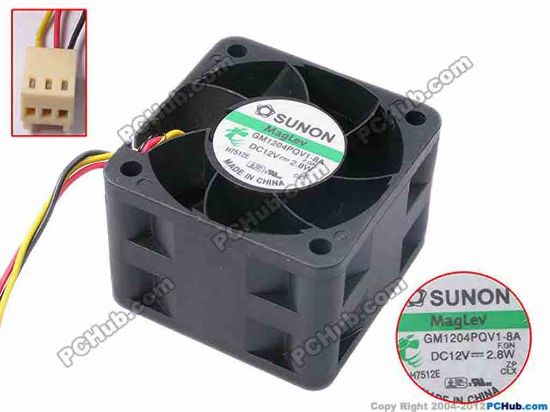 78200 SUNON GM1204PQV1-8A Server - Square Fan F.GN, sq40x28, w295x3x3, 12V 2.8W SUNON GM1204PQV1-8A Server - Square Fan