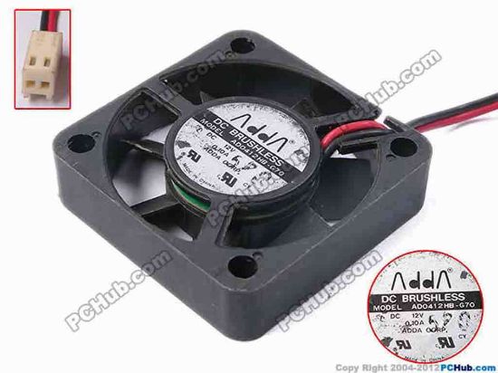 78207 ADDA AD0412HB-G70 Server - Square Fan sq40x10, w105x2x2, 12V 0.10A ADDA AD0412HB-G70 Server - Square Fan 
