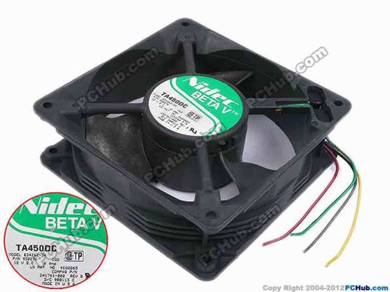 78223 Nidec B34262-34 Server - Square Fan CQ2, SPS P/N:241761-002, sq120x38, w110x4, 12V 0.8 Nidec B34262-34 Server - Square Fan 