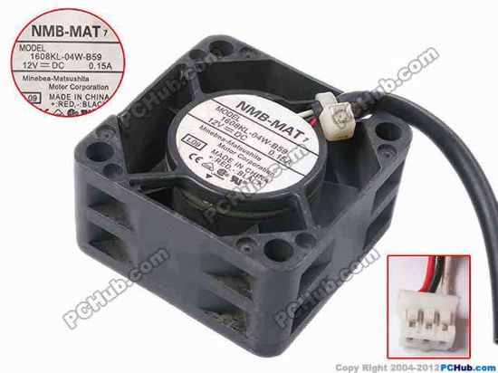 78250 NMB-MAT / Minebea 1608KL-04W-B59 Server - Square Fan L09, sq40x40x20, w70x3x3, 12V 0.15A NMB-MAT / Minebea 1608KL-04W-B59 Server - Square Fan 