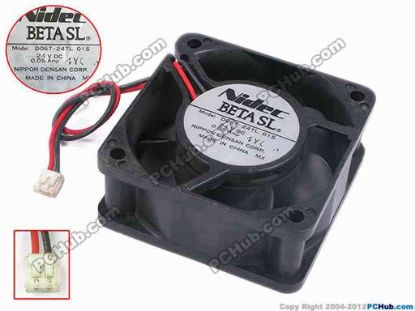78277 Nidec D06T-24TL Server - Square Fan 01S, sq60x60x25, w120x2x2, 24V 0.05A Nidec D06T-24TL Server - Square Fan 