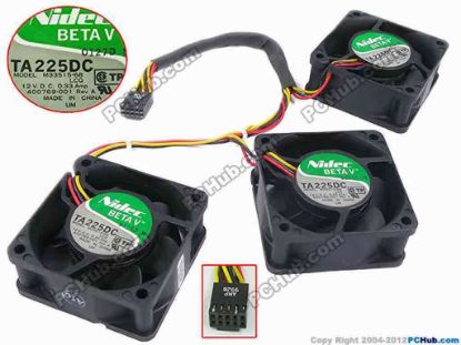 78284 Nidec M33515-68 Server - Square Fan sq60x60x25, 12V 0.33A, With 3 Fan For 10-Pin  Nidec M33515-68 Server - Square Fan 