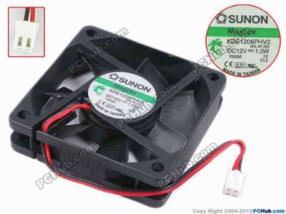 78329 SUNON KDE1206PHV2 Server - Square Fan MS.AF.GN, sq60x60x15, w105x2x2, 12V 1.0W SUNON KDE1206PHV2 Server - Square Fan 