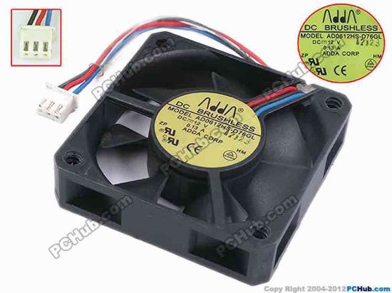 78342 ADDA AD0612HS-D76GL Server - Square Fan sq60x60x15, w95x3x3, 12V 0.13A ADDA AD0612HS-D76GL Server - Square Fan 