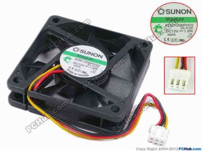 78345 SUNON KDE1206PHV2 Server - Square Fan MS.AF.GN, sq60x60x15, w105x3x3, 12V 1.0W SUNON KDE1206PHV2 Server - Square Fan 