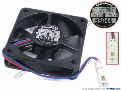 78369 ELINA FAN HDF6015L-12LB-3 Server - Square Fan 600-1994, sq60x60x15, w105x2x2, 12V 0.075A ELINA FAN HDF6015L-12LB-3 Server - Square Fan 