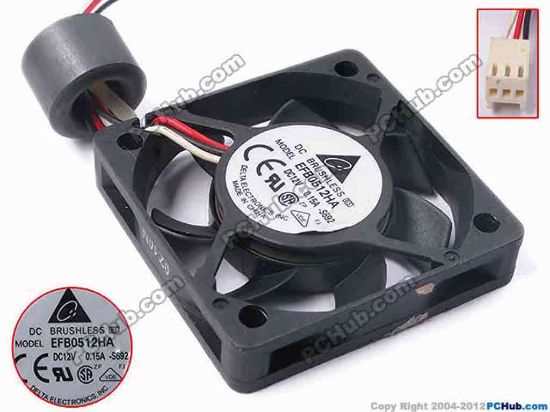 78379 Delta Electronics EFB0512HA Server - Square Fan -S692, sq50x50x10, w145x3x3, 12V 0.15A Delta Electronics EFB0512HA Server - Square Fan 