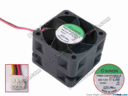78381 SUNON PMD1204PQBX-A Server - Square Fan (2).F.GN, sq40x28, w100x3x3, 12V 6.8W SUNON PMD1204PQBX-A Server - Square Fan 