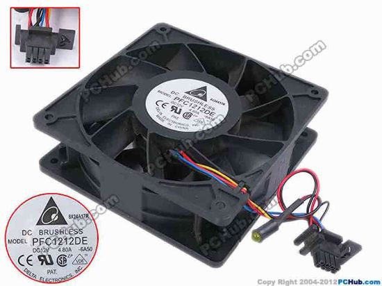78392 Delta Electronics PFC1212DE Server - Square Fan -6A50, sq120x120x38, w50x4x8, 12V 4.80A Delta Electronics PFC1212DE Server - Square Fan 