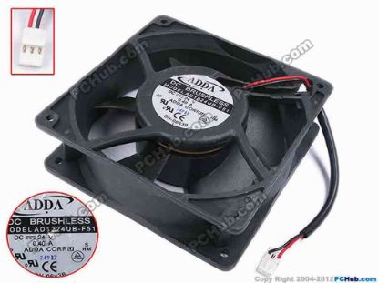 78393 ADDA AD1224UB-F51 Server - Square Fan sq120x120x38, w120x2x3, 24V 0.40A ADDA AD1224UB-F51 Server - Square Fan 