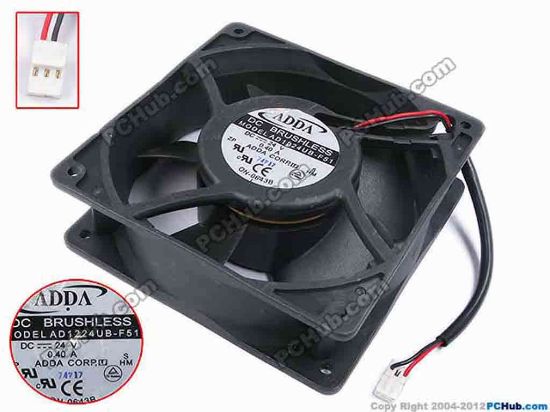 78393 ADDA AD1224UB-F51 Server - Square Fan sq120x120x38, w120x2x3, 24V 0.40A ADDA AD1224UB-F51 Server - Square Fan 