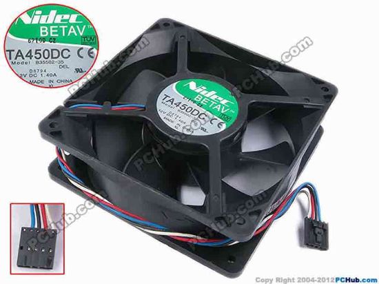 78398 Nidec B35502-35 Server - Square Fan DEL, sq120x120x38, w205x4x5, 12V 1.4A Nidec B35502-35 Server - Square Fan 