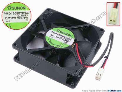 78749 SUNON PMD1208PTBX-A Server - Square Fan (2).B882, sq80x80x25, w120x2x2, 12V 6.4W SUNON PMD1208PTBX-A Server - Square Fan 