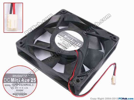 78757 Sanyo Denki 109P0924MH4L1 Server - Square Fan sq120x120x25, w140x2x2, 24V 0.12A Sanyo Denki 109P0924MH4L1 Server - Square Fan 