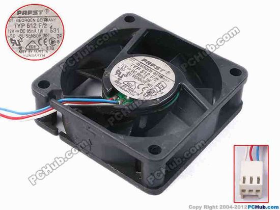 78769 ebm-papst TYP 512 F/2 Server - Square Fan TYP512F/2, sq50x50x15, w205x3x3, 12V 1W ebm-papst TYP 512 F/2 Server - Square Fan 