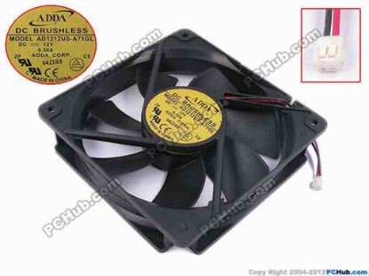 78792 ADDA AD1212US-A71GL Server - Square Fan sq120x120x25, w50x2x2, 12V 0.50A ADDA AD1212US-A71GL Server - Square Fan 