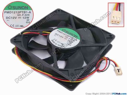 78800 SUNON PMD1212PTB1-A Server - Square Fan (2).F.GN, sq120x120x25, w300x3x3, 12V 12W SUNON PMD1212PTB1-A Server - Square Fan 
