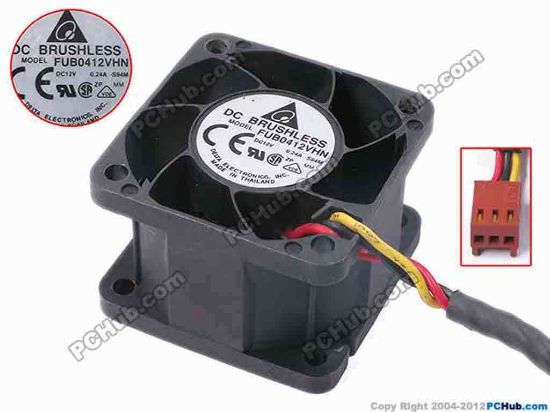 78802 Delta Electronics FUB0412VHN Server - Square Fan -S94M, sq40x28, w60x3x3, 12V 0.24A Delta Electronics FUB0412VHN Server - Square Fan 