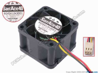 78814 Sanyo Denki 9GV0412K3D01 Server - Square Fan sq40x28, w310x3x3, 12V 0.84A Sanyo Denki 9GV0412K3D01 Server - Square Fan 