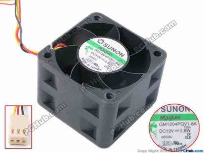 78830 SUNON GM1204PQV1-8A Server - Square Fan F.GN, sq40x40x28mm, w80x3x3, 12V 2.8W SUNON GM1204PQV1-8A Server - Square Fan
