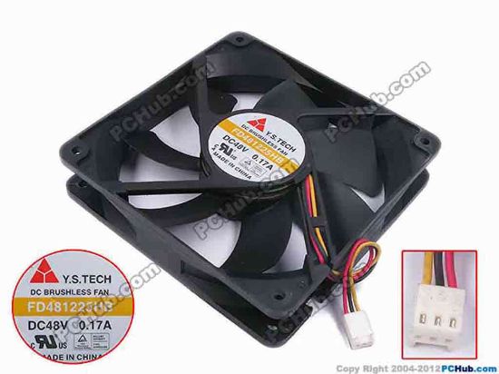 78845 Y.S TECH FD481225HB Server - Square Fan sq120x120x25, w70x3x3, 48V 0.17A Y.S TECH FD481225HB Server - Square Fan 
