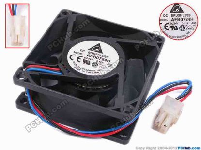 78862 Delta Electronics AFB0724H Server - Square Fan -F00, sq70x70x25, w150x3x4, 12V 0.12A Delta Electronics AFB0724H Server - Square Fan 