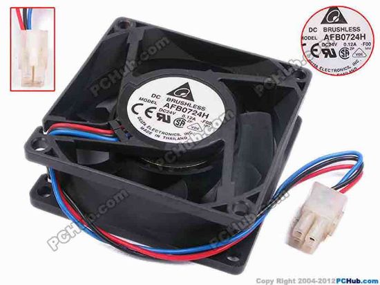 78862 Delta Electronics AFB0724H Server - Square Fan -F00, sq70x70x25, w150x3x4, 12V 0.12A Delta Electronics AFB0724H Server - Square Fan 
