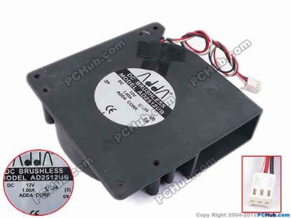 78876 ADDA AD2512UB Server - Blower Fan (3), bw120x120x32, w235x3x3, 12V 1.0A ADDA AD2512UB Server - Blower Fan 