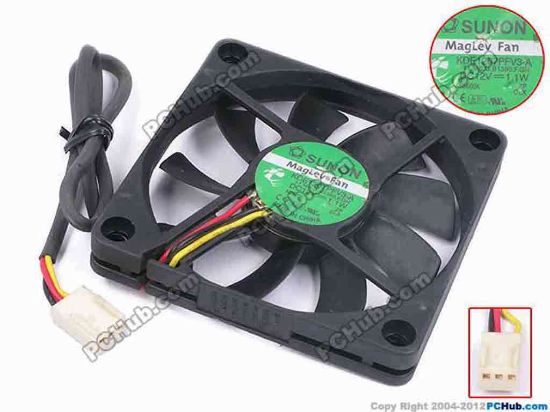 78908 SUNON KDE1207PFV3-A Server - Square Fan 11.MS.G.B1380.F.GN, sq70x70x10, w275x3x3, 12V 1.1W SUNON KDE1207PFV3-A Server - Square Fan 