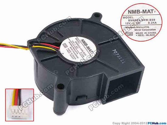 78926 NMB-MAT / Minebea BM6025-04W-B59 Server - Blower Fan T58, bw58x58x25, w265x3x5, 12V 0.24A NMB-MAT / Minebea BM6025-04W-B59 Server - Blower Fan 