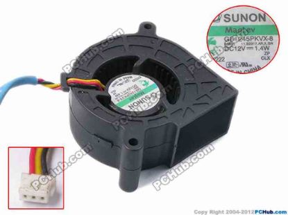 78957 SUNON GB1245PKVX-8 Server - Blower Fan 11.B2317.AR.X.GN, bw45x45x20, w230x3x3, 12V 1.4W SUNON GB1245PKVX-8 Server - Blower Fan 