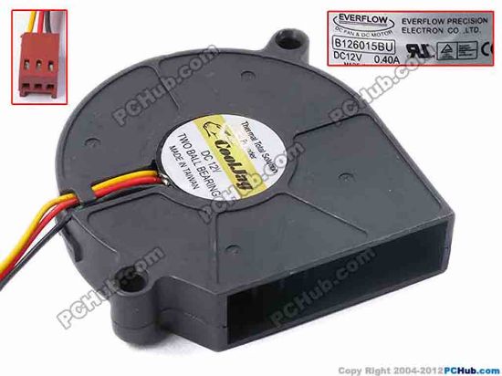 78961 Everflow B126015BU Server - Blower Fan bw60x60x15, w200x3x3, 12V 0.4A Everflow B126015BU Server - Blower Fan 