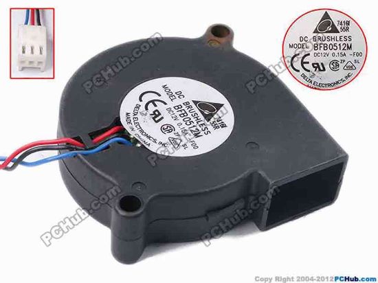 78962 Delta Electronics BFB0512M Server - Blower Fan -F00, bw50x50x15, w195x3x3, 12V 0.15A Delta Electronics BFB0512M Server - Blower Fan 