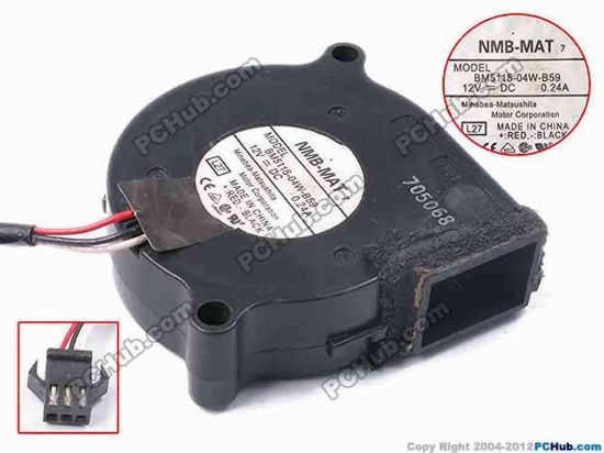 78963 NMB-MAT / Minebea BM5115-04W-B59 Server - Blower Fan L27, bw50x50x15, w200x3x3, 12V 0.24A NMB-MAT / Minebea BM5115-04W-B59 Server - Blower Fan 