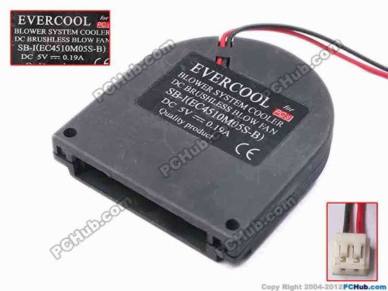 78985 EverCool EC4510M05S-B Server - Blower Fan bw50x45x9, w90x2x2, 5V 0.19A EverCool EC4510M05S-B Server - Blower Fan 