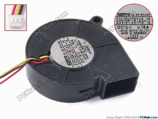 79009 Japan Servo E0515H12B7AS-12 Server - Blower Fan bw52x52x15, w170x3x3, 12V 0.15A Japan Servo E0515H12B7AS-12 Server - Blower Fan 