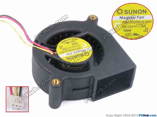 79017 SUNON GB1205PKV3-8AY Server - Blower Fan F.C397.P, bw50x50x20, w45x3x3, 12V 1W SUNON GB1205PKV3-8AY Server - Blower Fan 