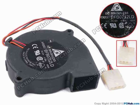 79020 Delta Electronics BFB0712LD Server - Blower Fan -SE00, bw77x70x20, w175x3x4, 12V 0.16A Delta Electronics BFB0712LD Server - Blower Fan