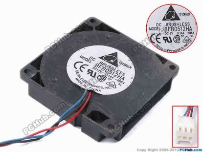 79027 Delta Electronics BFB0512HA Server - Blower Fan -6R64, bw50x50x10, w135x3x3, 12V 0.14A Delta Electronics BFB0512HA Server - Blower Fan