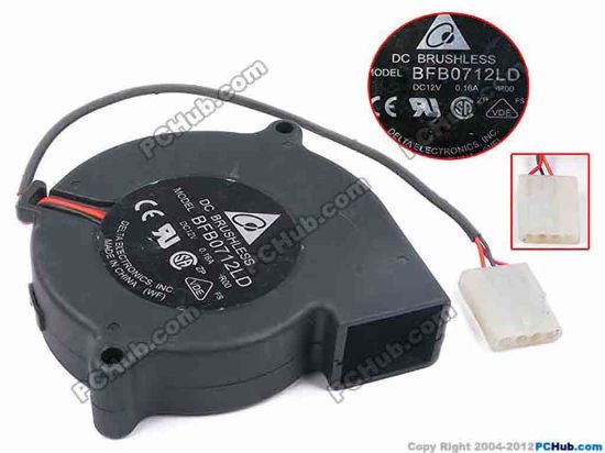 79049 Delta Electronics BFB0712LD Server - Blower Fan -R00, bw75x70x20, w175x3x4, 12V 0.16A Delta Electronics BFB0712LD Server - Blower Fan 