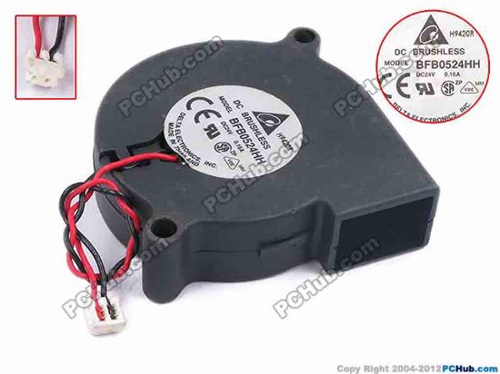 79051 Delta Electronics BFB0524HH Server - Blower Fan bw51x51x15, w50x2x2, 24V 0.16A Delta Electronics BFB0524HH Server - Blower Fan