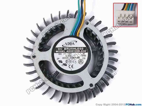 79099 ADDA AD5512HB-E0B Server - Frameless / GPU Fan G, SYAB, dia55x55x10, w210x4x4, 12V 0.3A ADDA AD5512HB-E0B Server - Frameless / GPU Fan 