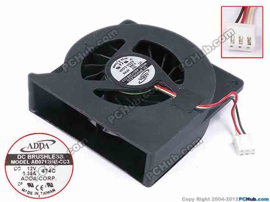 79121 ADDA AB0712HB-CC3 Server - Blower Fan bw70x68x20, w40x3x3, 12V 0.35A ADDA AB0712HB-CC3 Server - Blower Fan