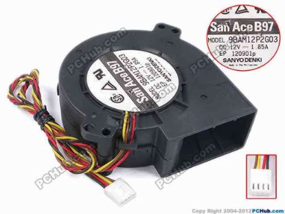 79122 Sanyo Denki 9BAM12P2G03 Server - Blower Fan bw97x94x33, w430x4x4, 12V 1.85A Sanyo Denki 9BAM12P2G03 Server - Blower Fan 