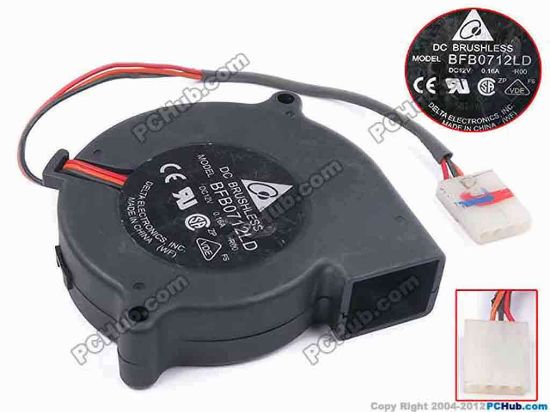 79136 Delta Electronics BFB0712LD Server - Blower Fan -R00, bw76x70x20, w175x3x4, 12V 0.16A Delta Electronics BFB0712LD Server - Blower Fan