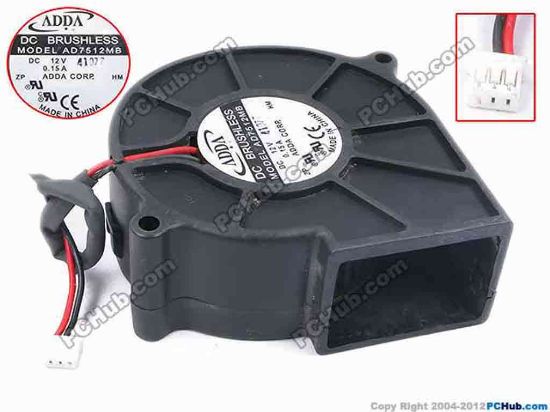 79142 ADDA AD7512MB Server - Blower Fan bw75x75x30, w105x2x3, 12V 0.15A ADDA AD7512MB Server - Blower Fan 