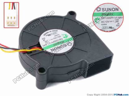 79160 SUNON GB1205PHV1-8AY Server - Blower Fan F.GN, bw51x51x15, w100x3x3, 12V 1.3W SUNON GB1205PHV1-8AY Server - Blower Fan 
