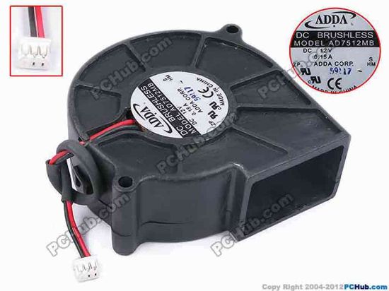 79208 ADDA AD7512MB Server - Blower Fan S, bw75x75x30, w105x2x3, 12V 0.15A ADDA AD7512MB Server - Blower Fan 